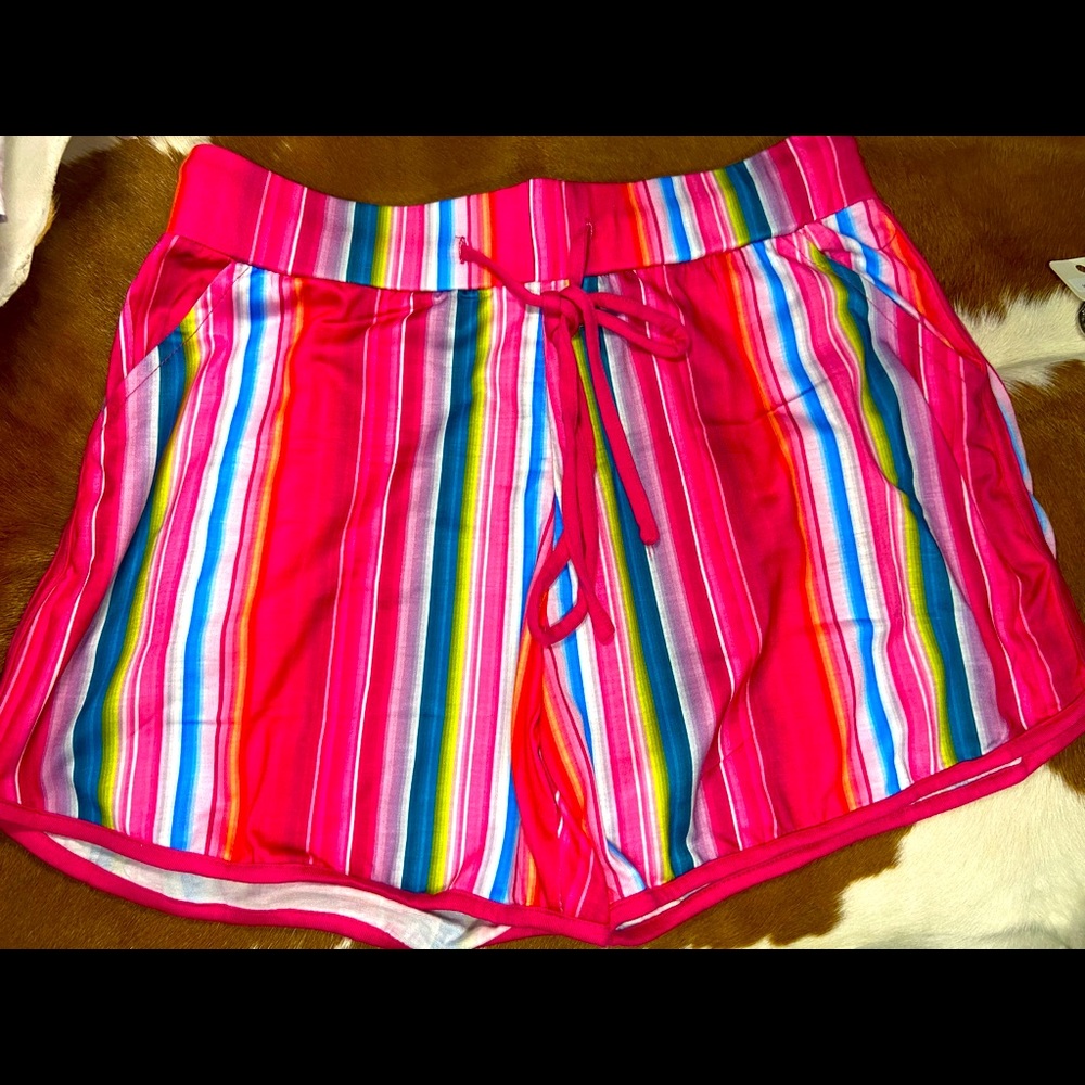 Lady’s World Serape Pink Striped Shorts NWT